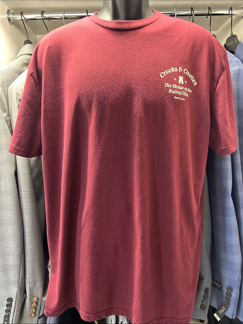 Crooks & Castles Burgundy Short Sleeve Graphic Tee